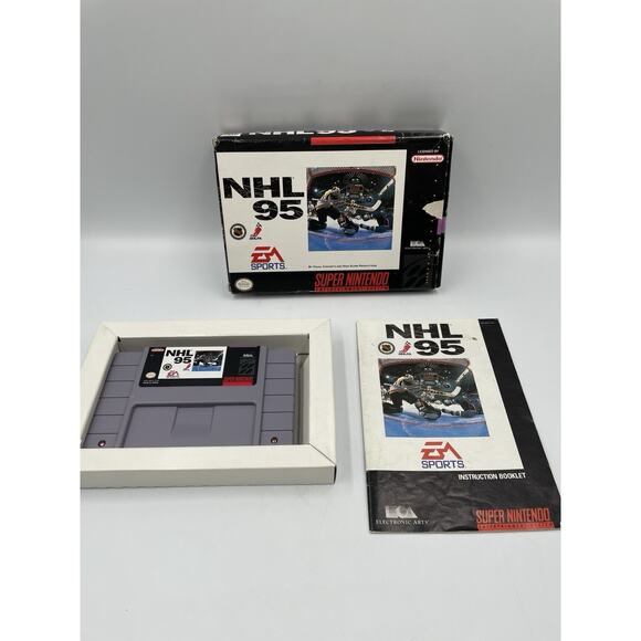 NHL 95 - Super Nintendo SNES - Complete - TESTED - Authentic - Picture 1 of 10